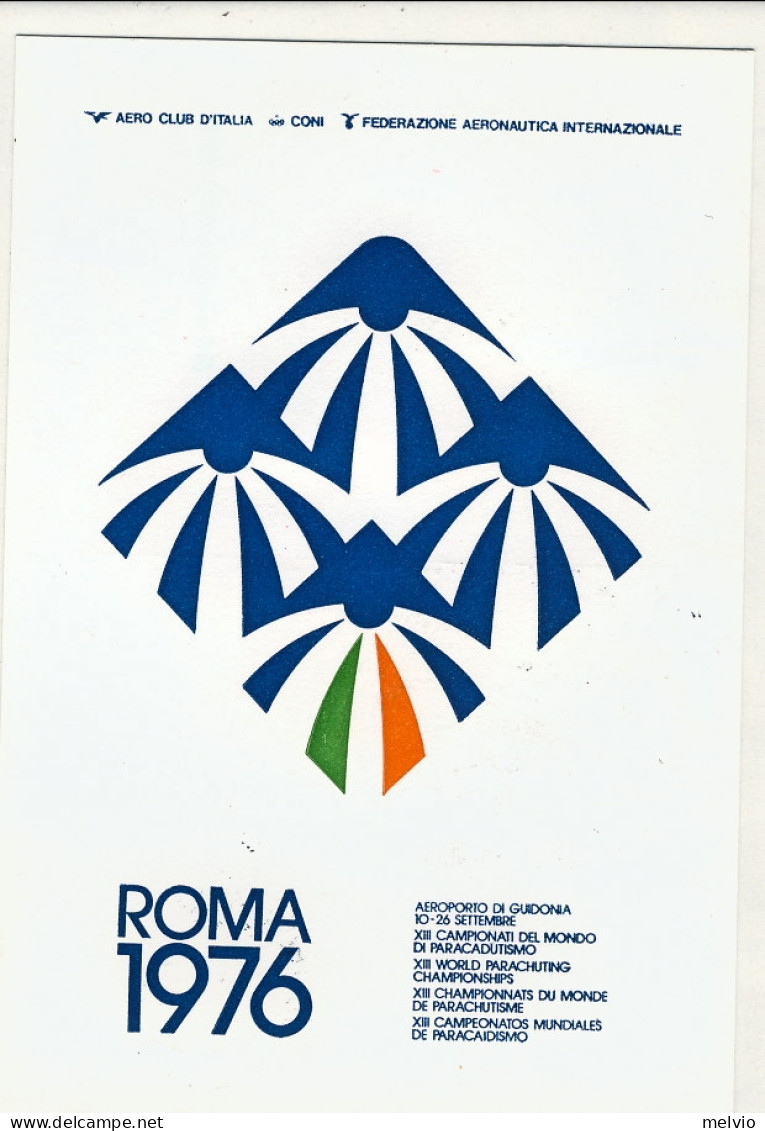 San Marino-1976 Cartolina Illustrata XIII^campionato Mondiale Di Paracadutismo C - Poste Aérienne