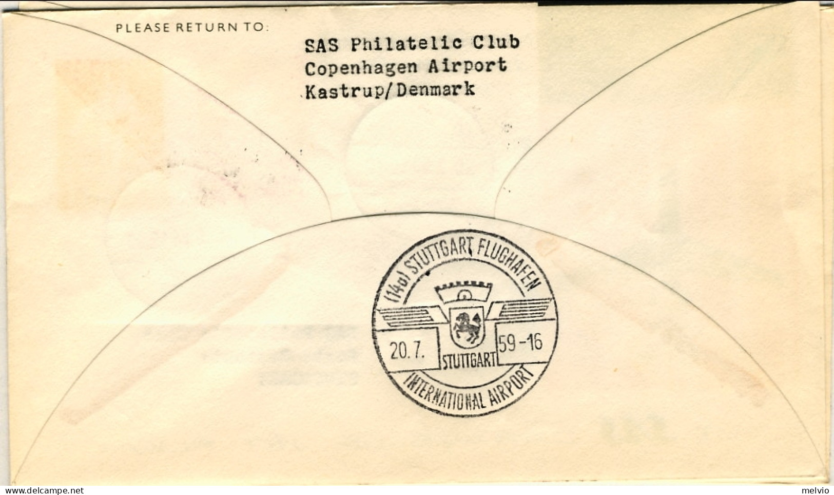 1959-Danimarca I^volo SAS Copenhagen Stoccarda - Airmail