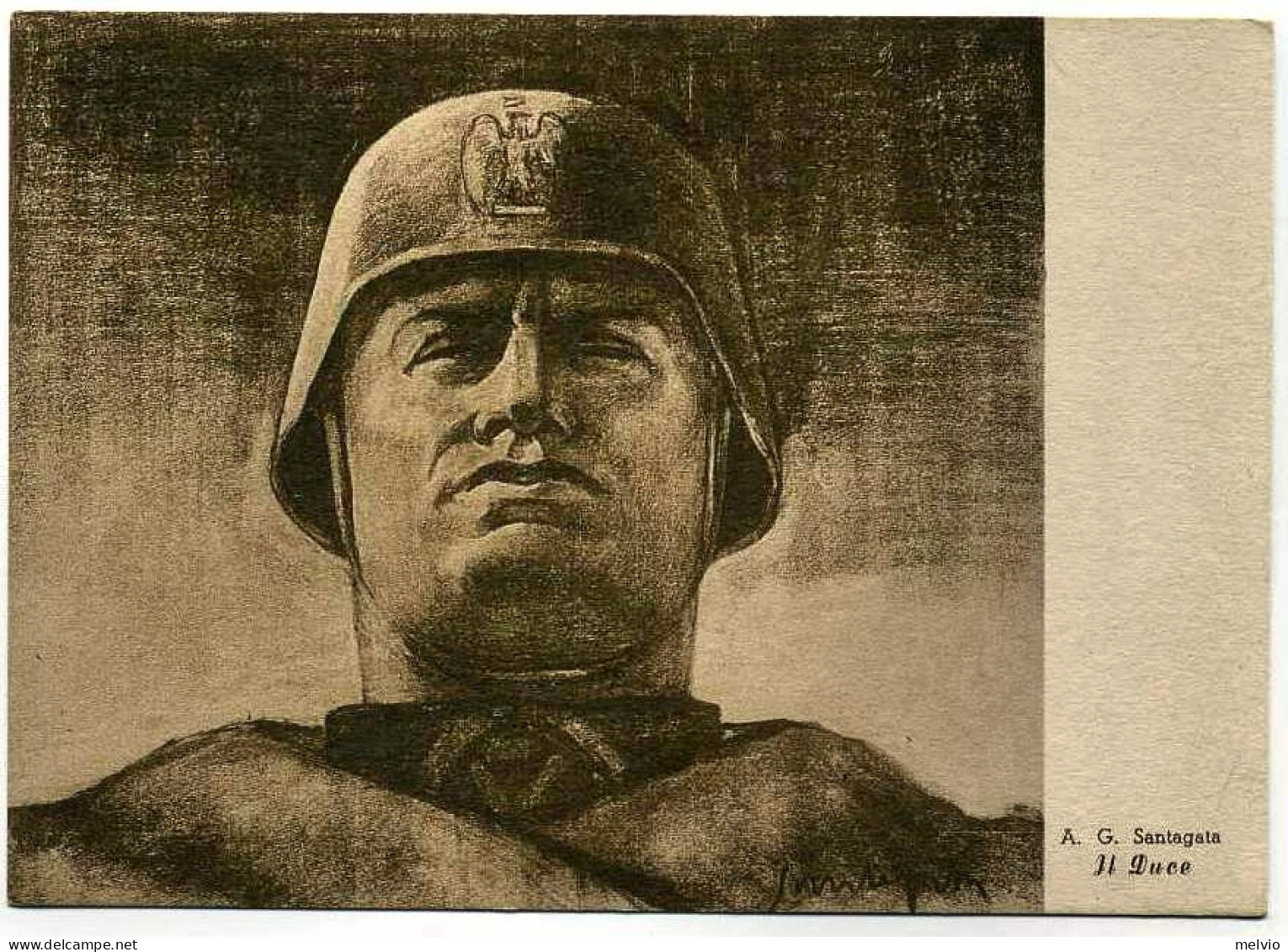 1942-"Il Duce" Disegnata Da A.G.Santagata A Cura Della Associazione Nazionale Mu - Patrióticos