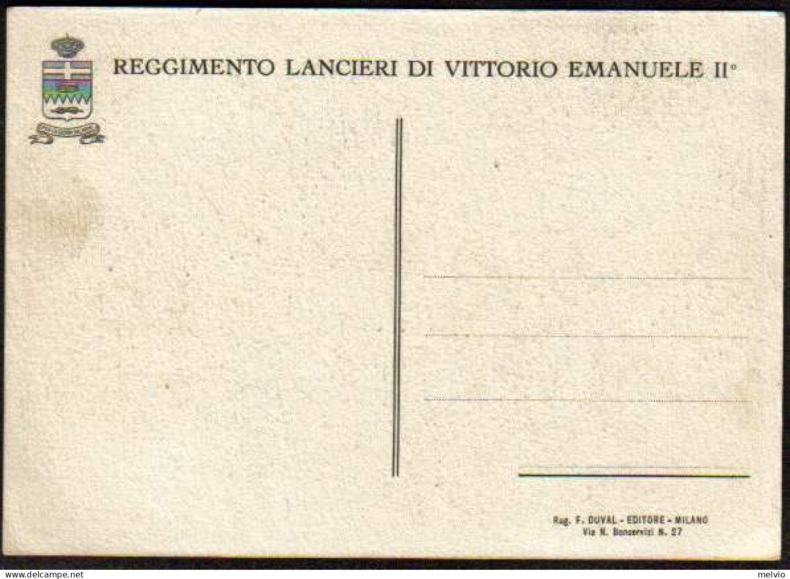 1940circa-"Reggimento Lancieri Di Vittorio Emanuele II" Editore Duval-Milano - Régiments
