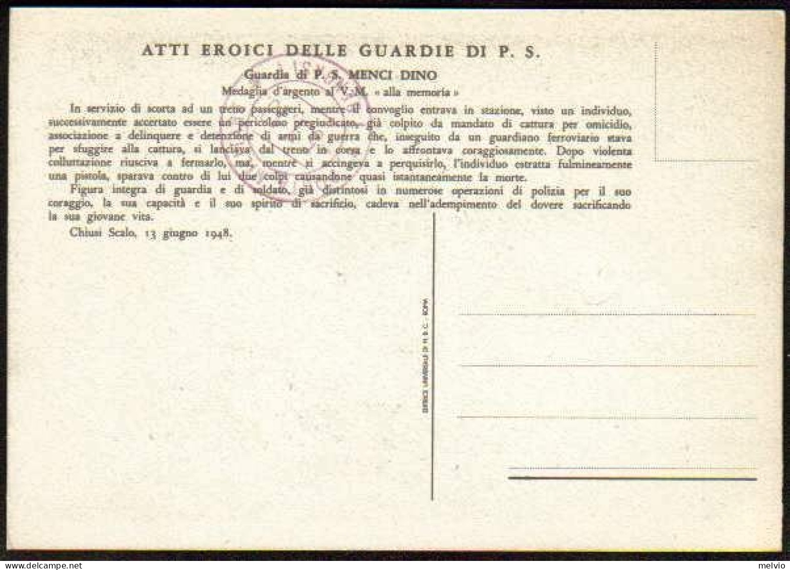 1950circa-"Atti Eroici Delle Guardie Di P.S.-Dino Menci" Della Editrice Universa - Patriotic