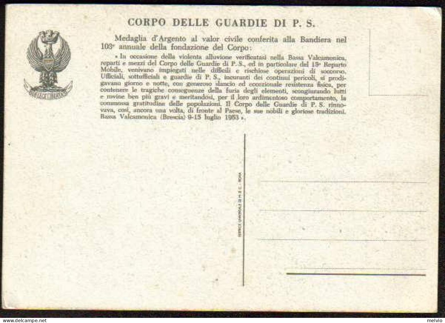 1950circa-"Atti Eroici Delle Guardie Di P.S.-medaglia D'argento Al Valore Civile - Heimat
