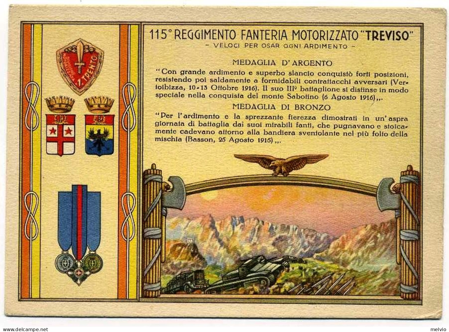 1930circa-nuova Editore Duval-Milano "115 Reggimento Fanteria Motorizzato Trevis - Regiments