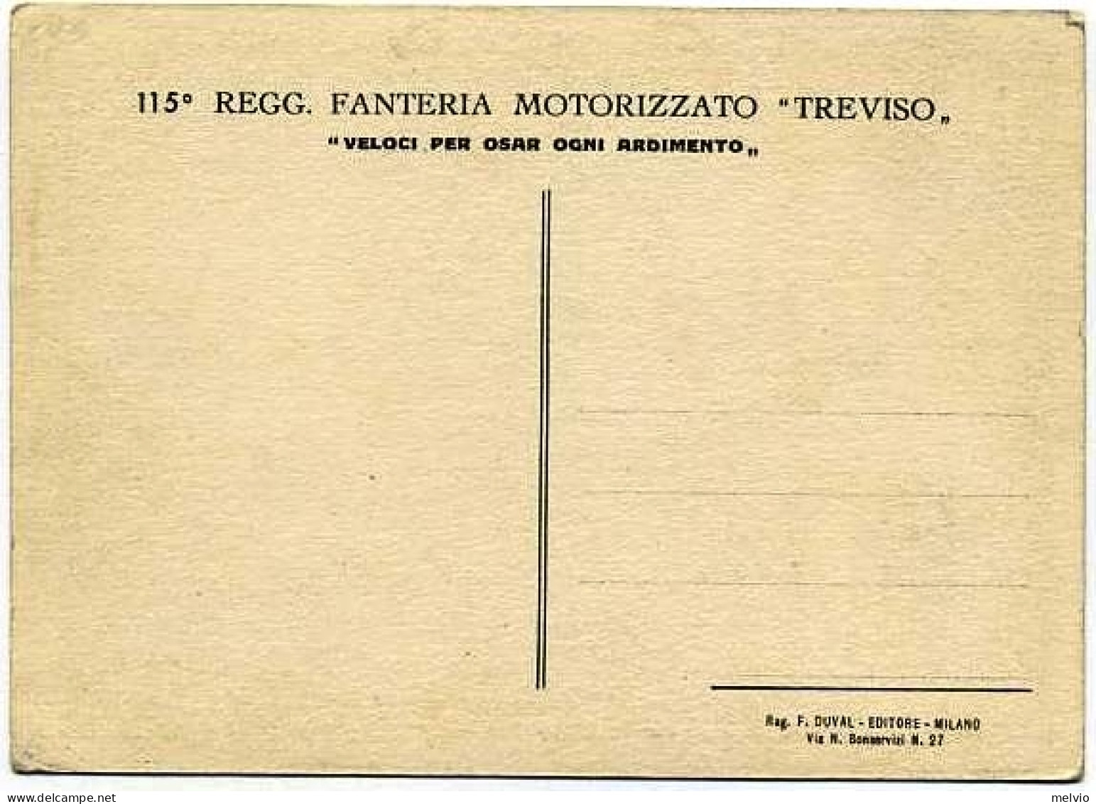 1930circa-nuova Editore Duval-Milano "115 Reggimento Fanteria Motorizzato Trevis - Regiments