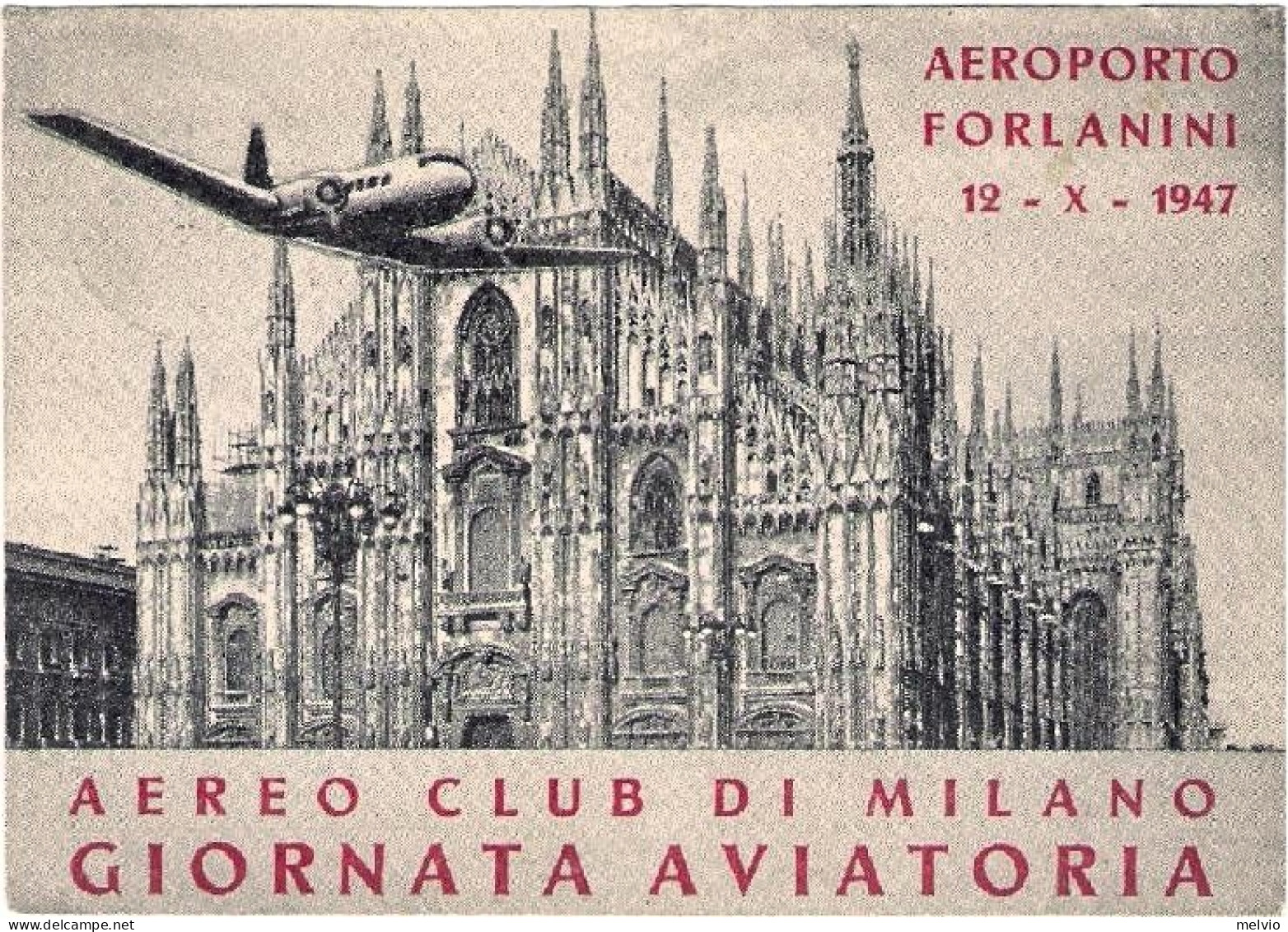 1947-cartolina Aereo Club Di Milano Giornata Aviatoria Aeroporto Forlanini Diret - Vignetten (Erinnophilie)