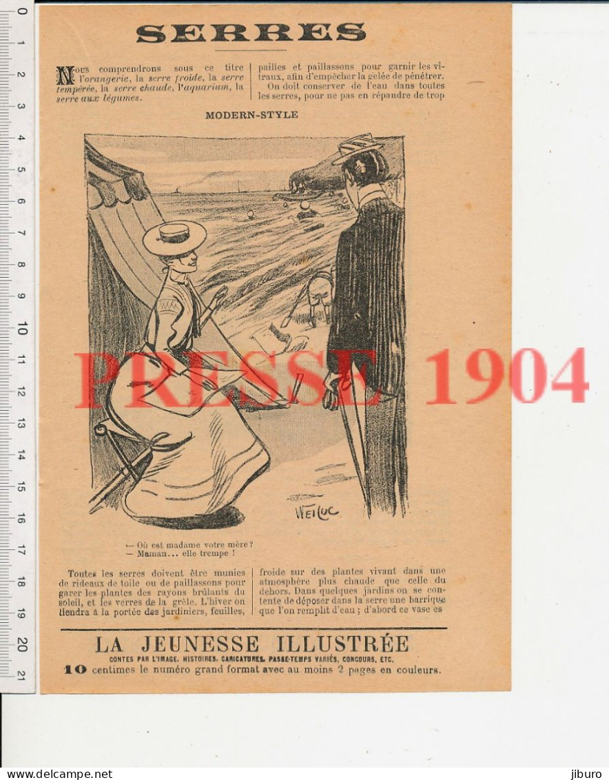 Humour 1904 Modern-Style Dessin Weiluc Plage Mer Tente + Georges Chamonin Garde-malade Métier Garde-champêtre - Non Classés