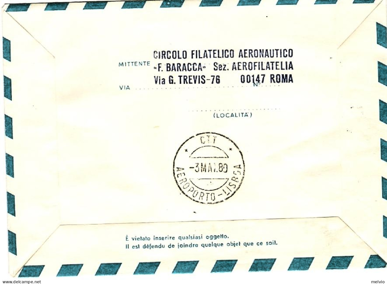 San Marino-1980 L.200 Bollo I^volo Air Portugal Roma Lisbona Del 3 Maggio Con Af - Airmail