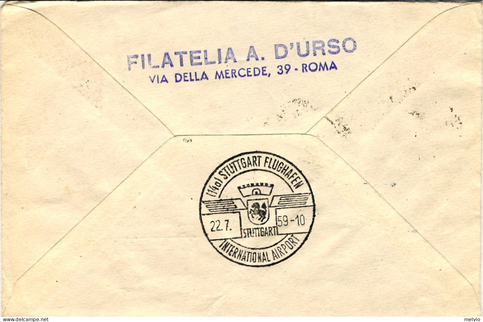 Vaticano-1959 Affrancatura Mista Con Italia I^volo SAS Caravelle Roma Stoccarda  - Airmail