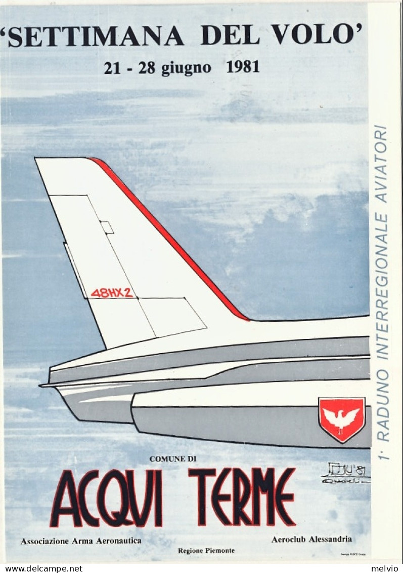 1981-cartolina Associazione Arma Aeronautica Aero Club Alessandria "settimana De - 1981-90: Marcofilie