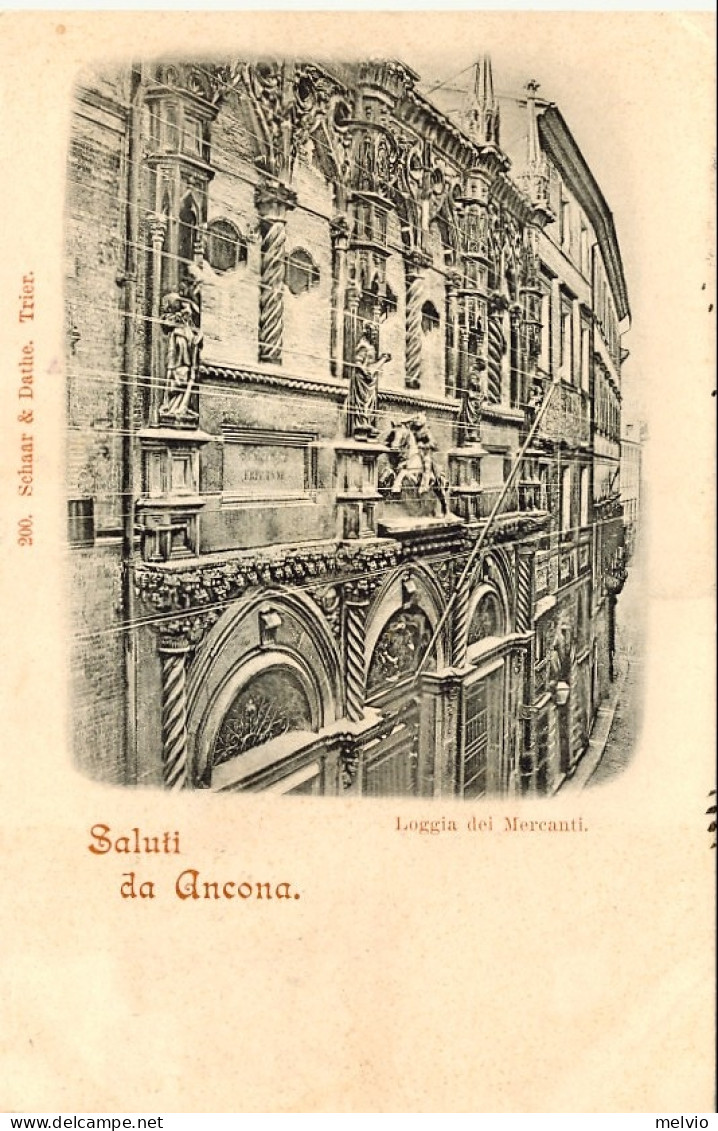 1898-cartolina Saluti Da Ancona "loggia Dei Mercanti"affrancata 2c.Stemma - Ancona