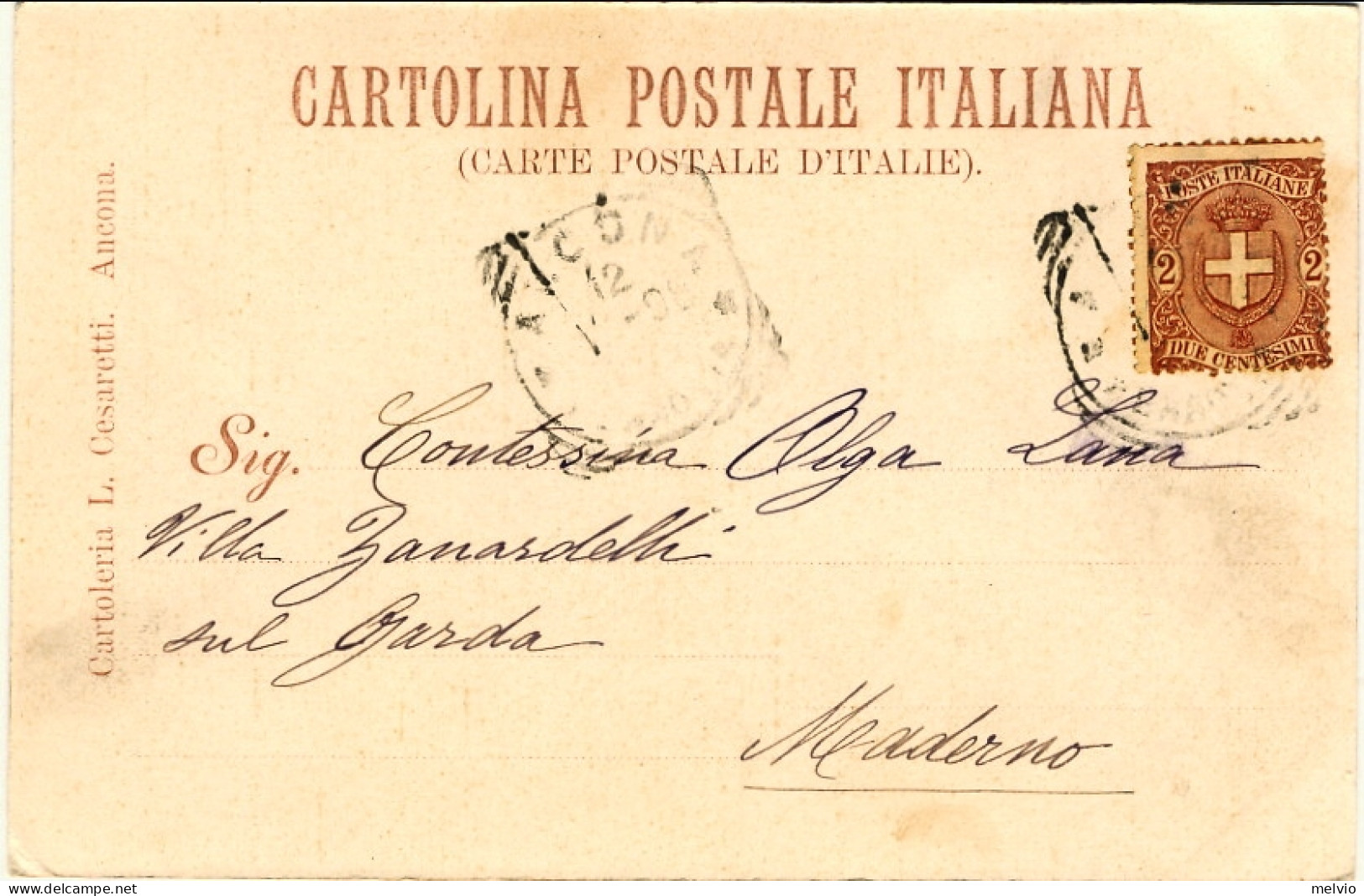 1898-cartolina Saluti Da Ancona "loggia Dei Mercanti"affrancata 2c.Stemma - Ancona