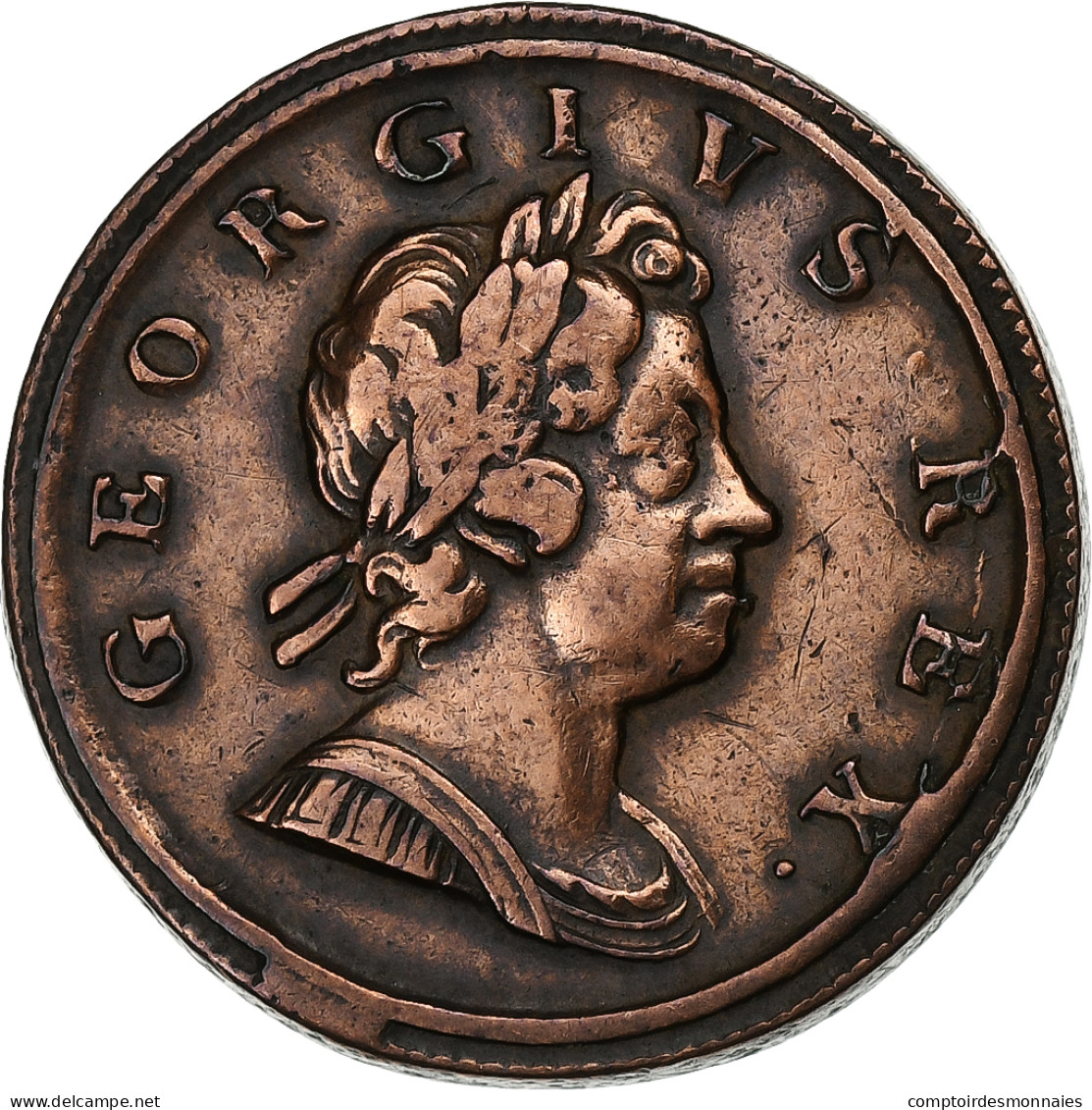 Grande-Bretagne, George I, 1/2 Penny, 1717, Cuivre, TB+, KM:549 - B. 1/2 Penny