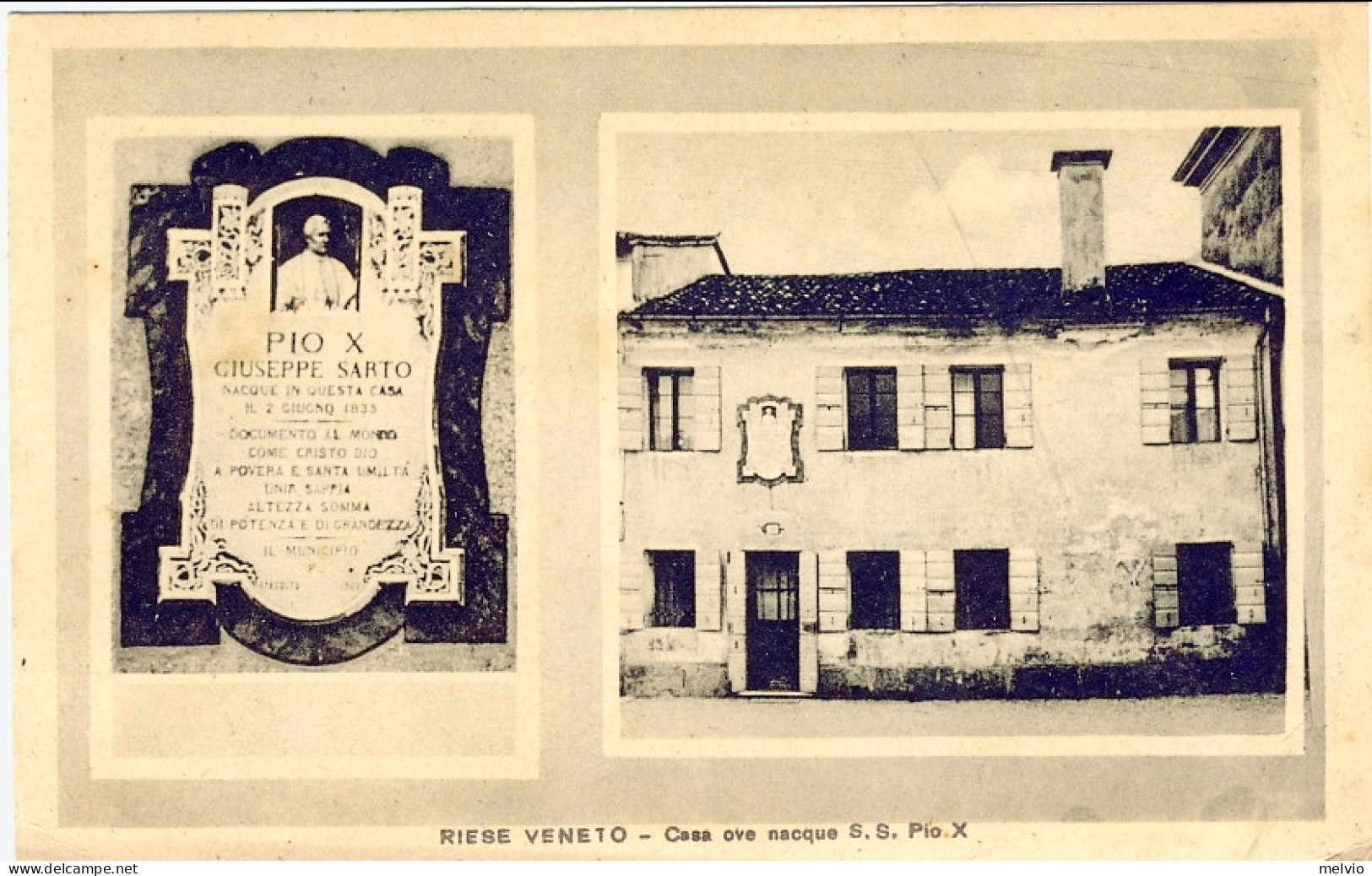 1946-cartolina Illustrata Riese Veneto " Casa Ove Nacque S.S.Pio X"affr. Strisci - Treviso