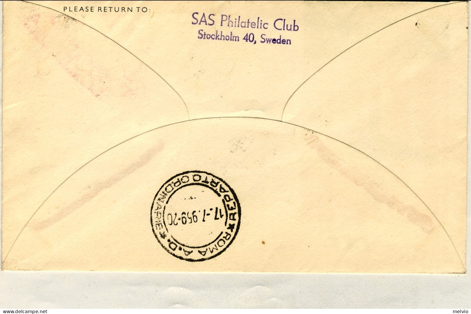 1959-Svezia I^volo Sas Stoccolma Roma Del 17 Luglio - Cartas & Documentos
