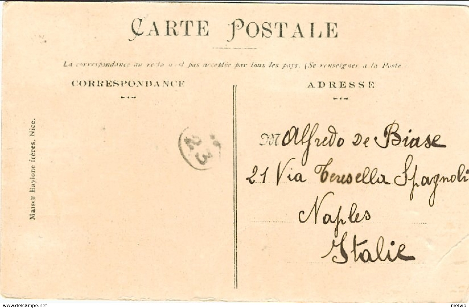 1911-Monaco Cartolina Illustrata Montee Du Palais Du Prince Diretta A Napoli Aff - Andere & Zonder Classificatie