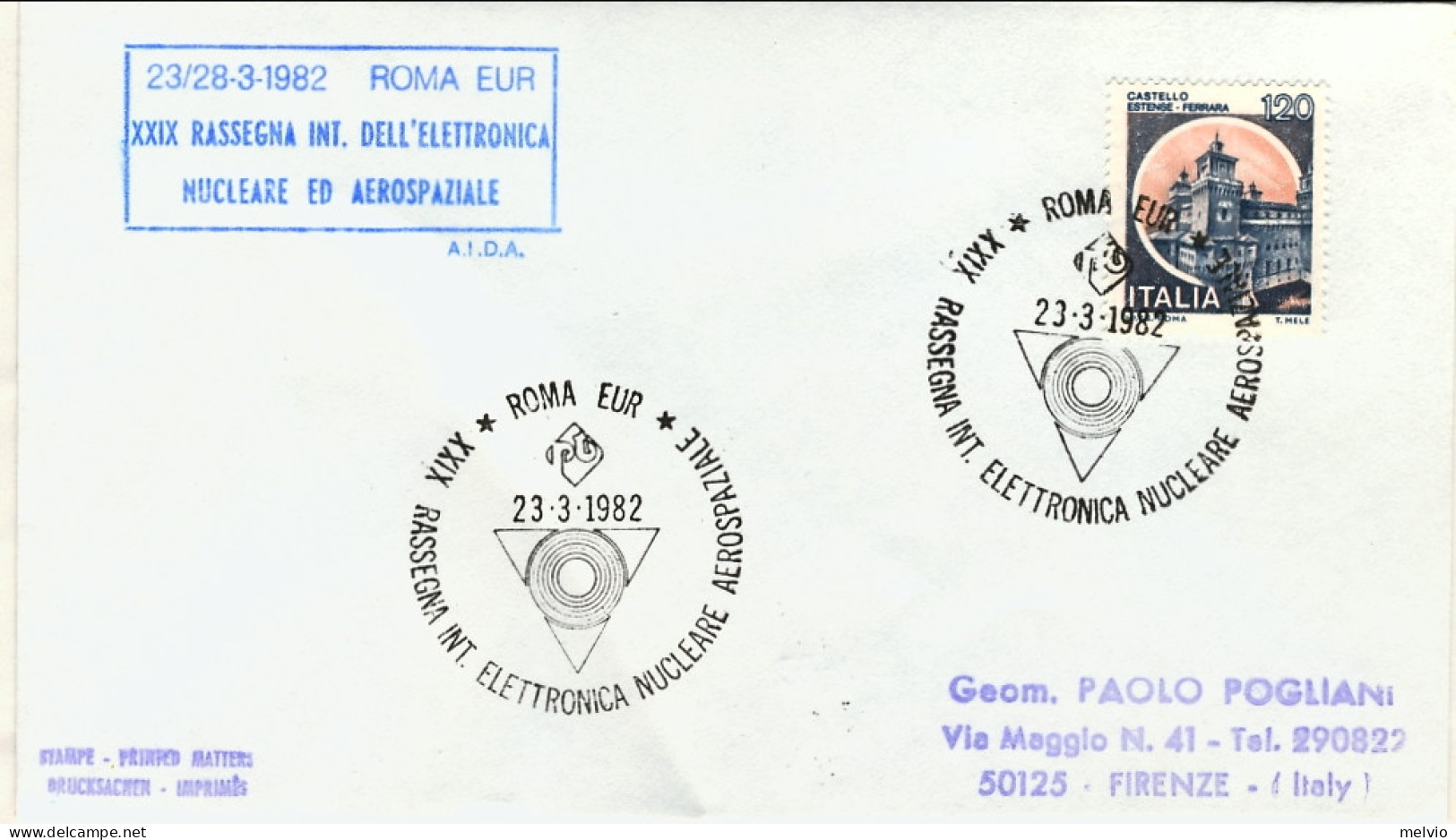 1982-busta Affrancata L.120 Castelli Bollo Roma Eur XXIX Rassegna Internazionale - 1981-90: Storia Postale