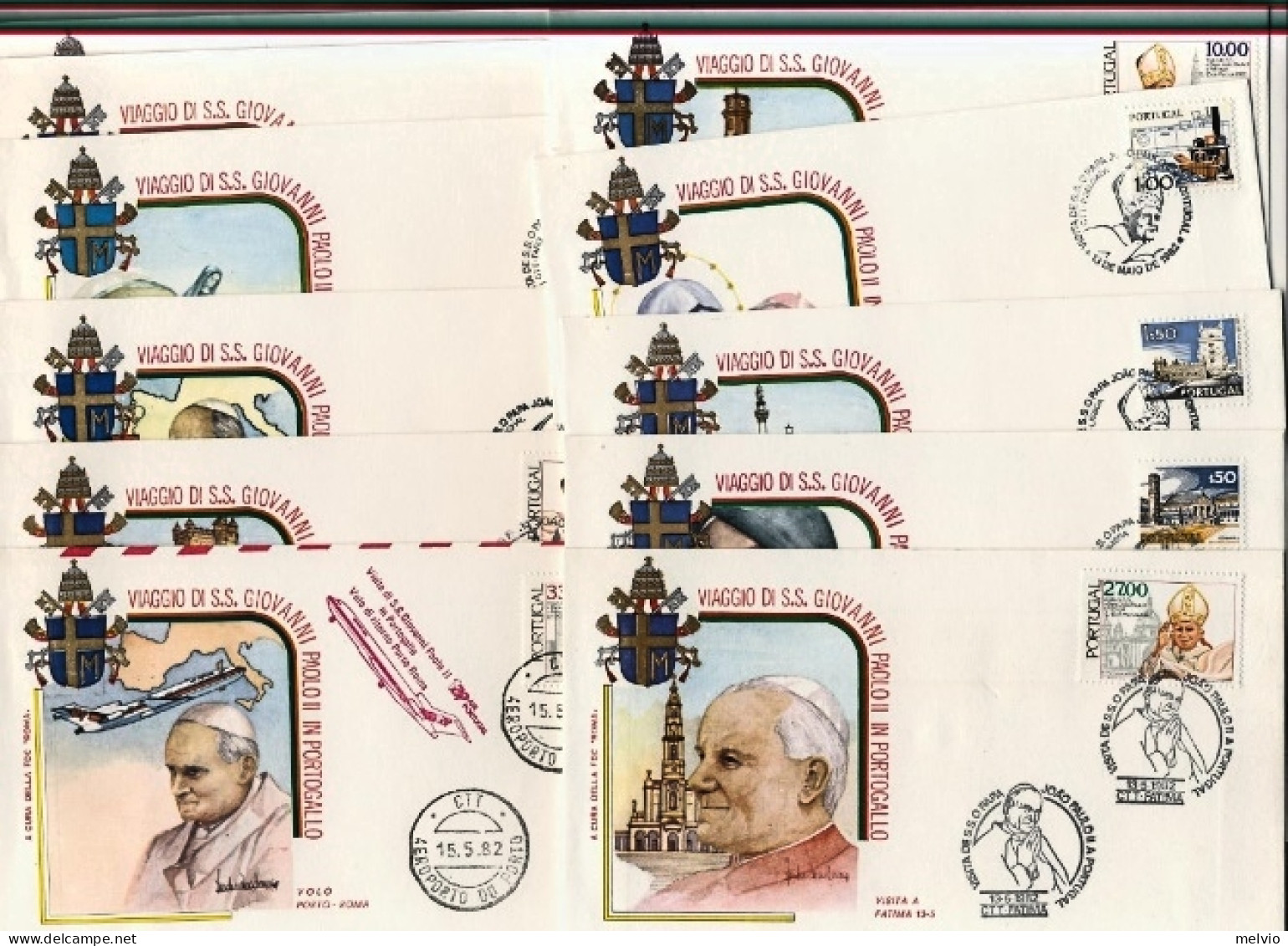 Vaticano-1982 Folder Contenente 12 Aerogrammi+11 Cartoncini+foglietto 4 Valori E - Airmail