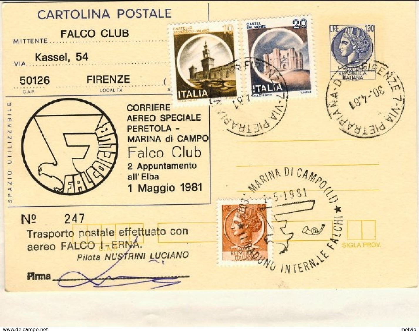 1981-cartolina Postale L. 120 Siracusana Con Affrancatura Aggiunta,corriere Aere - 1981-90: Poststempel