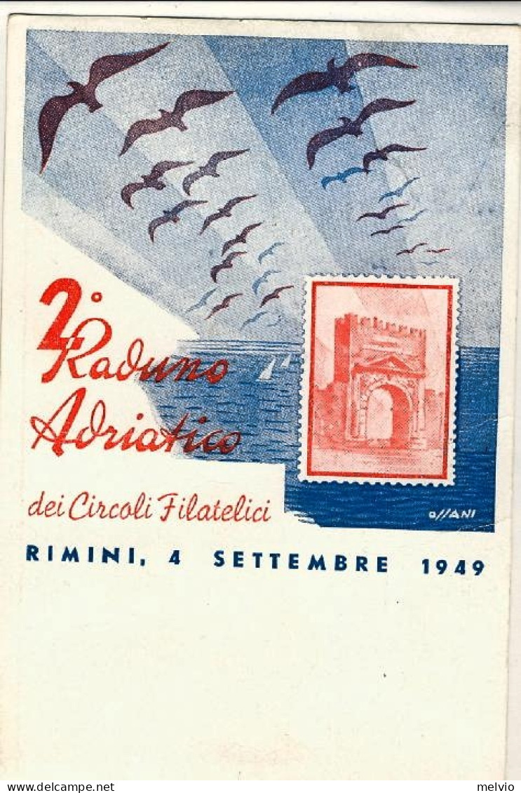1949-cartolina Illustrata 2 Raduno Adriatico Dei Circoli Filatelici Affr. L.15 D - Exhibitions