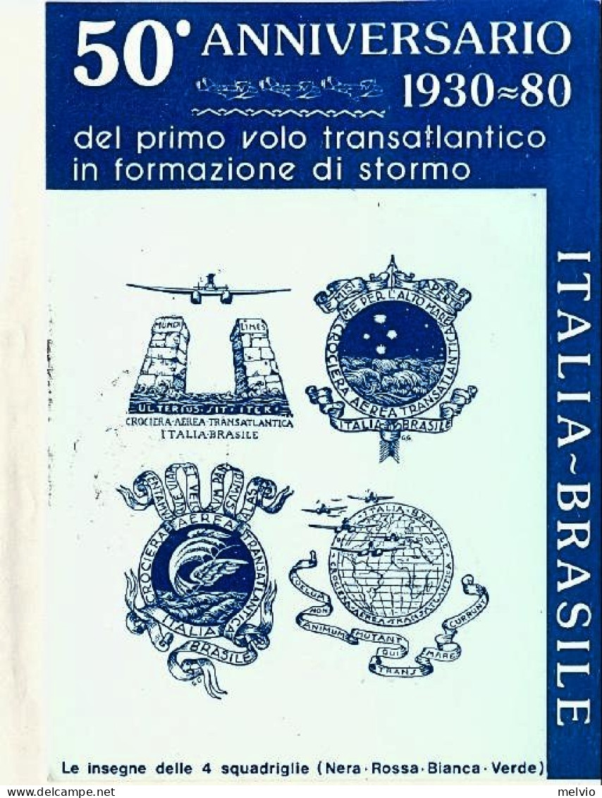 Vaticano-1980  Cartolina Illustrata "50^ Anniversario Del I^volo Transatlantico  - Posta Aerea