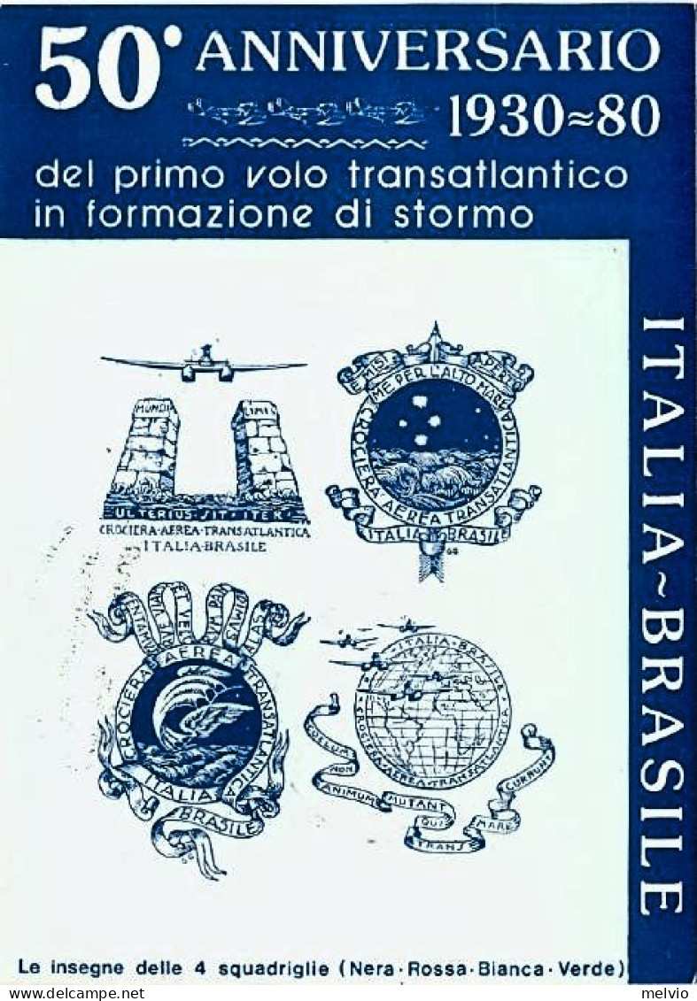 San Marino-1980 Cartolina Illustrata "50^ Anniversario Del I^volo Transatlantico - Posta Aerea