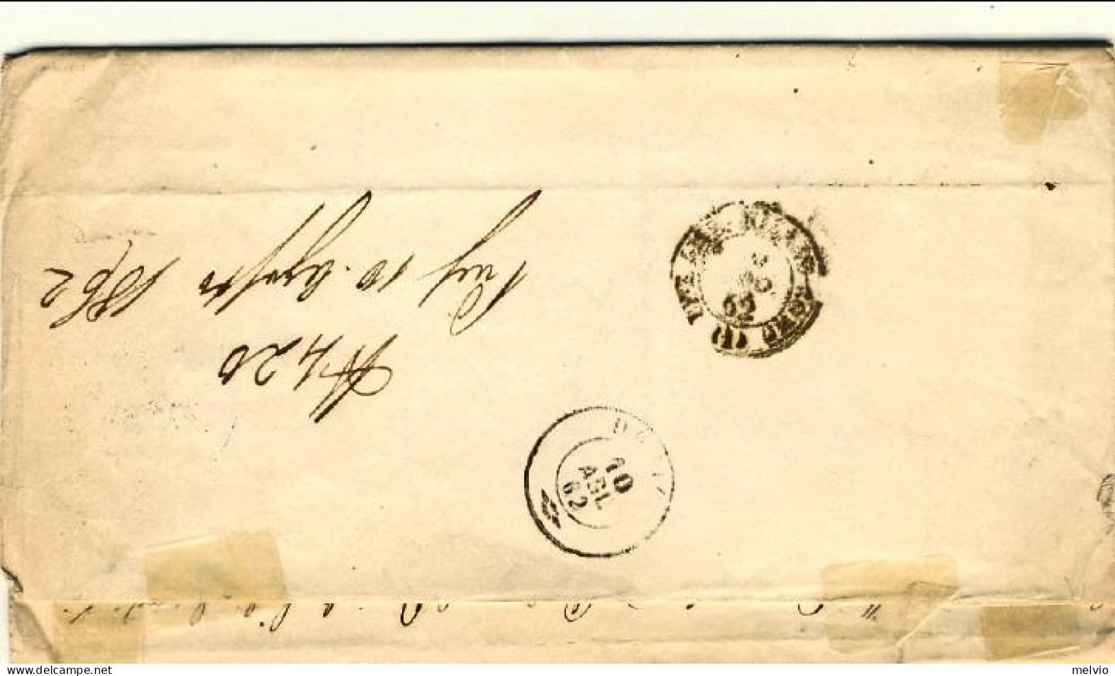 1863-lettera In Franchigia Annullo A Doppio Cerchio Di Monza 9 Ago. 63 E Bollo C - Non Classés