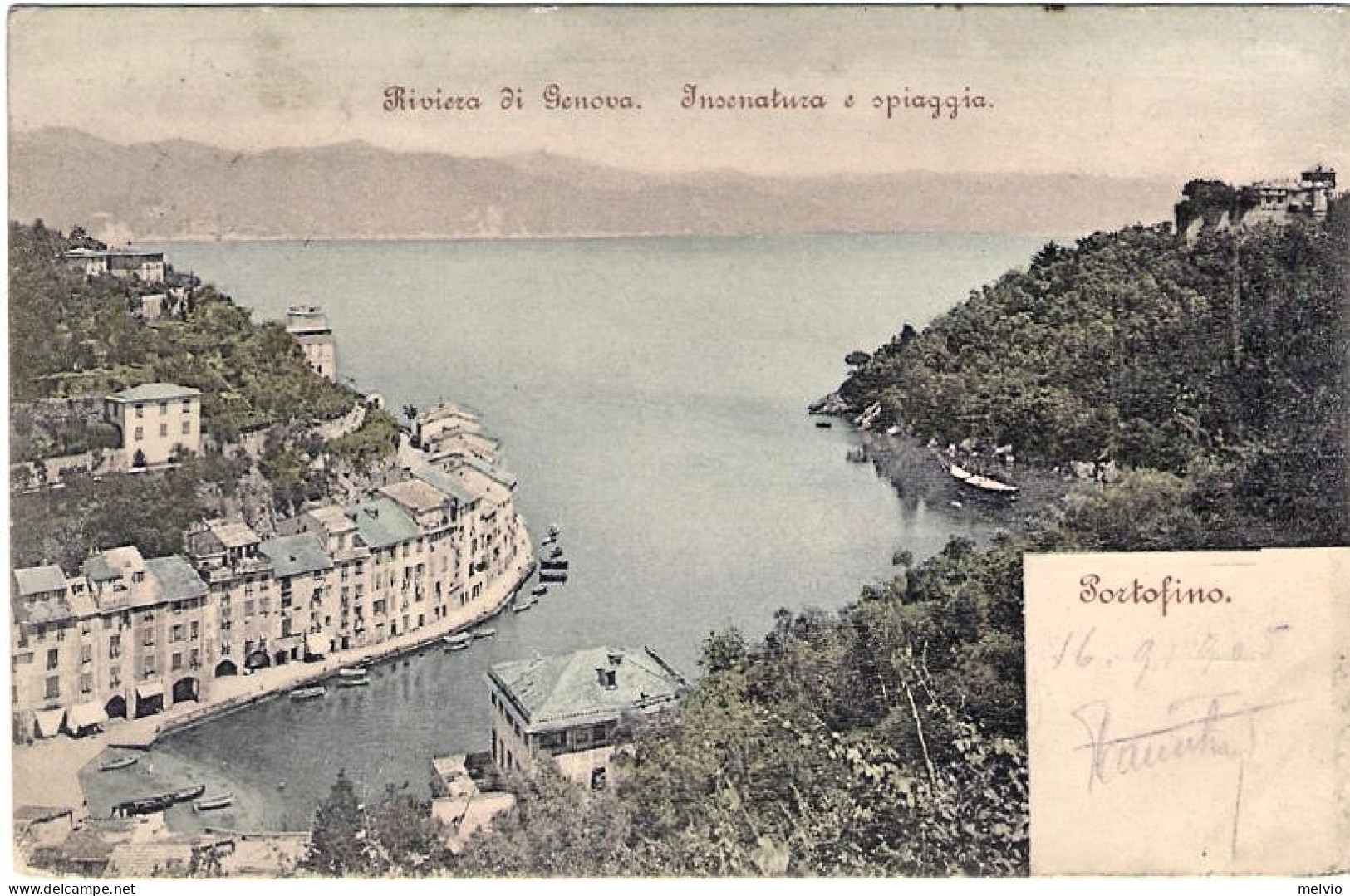 1905-cartolina Portofino-riviera Di Genova-insenatura E Spiaggia Viaggiata - Genova (Genoa)
