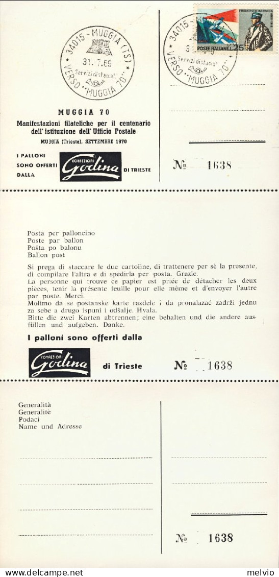 1969-triplice Cartolina Illustrata Con Annullo Speciale Manifestazione Filatelic - 1946-....: Ere Moderne