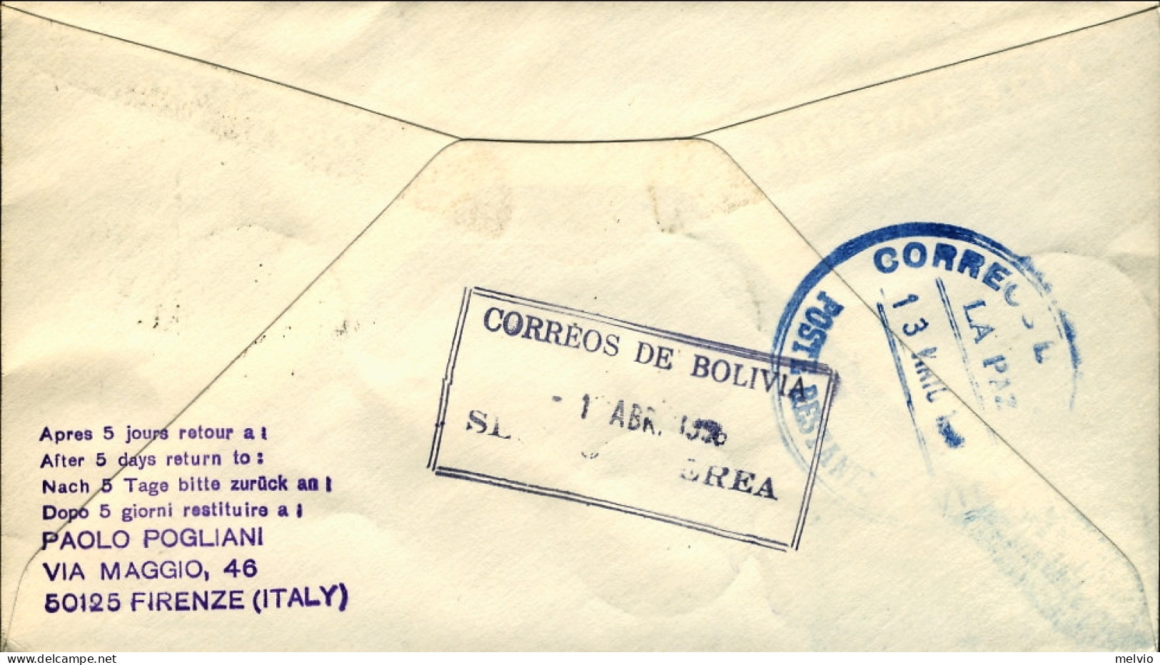 Vaticano-1968 I^volo Lufthansa LH 494 Francoforte La Paz (Bolivia) Del 7 Aprile - Airmail