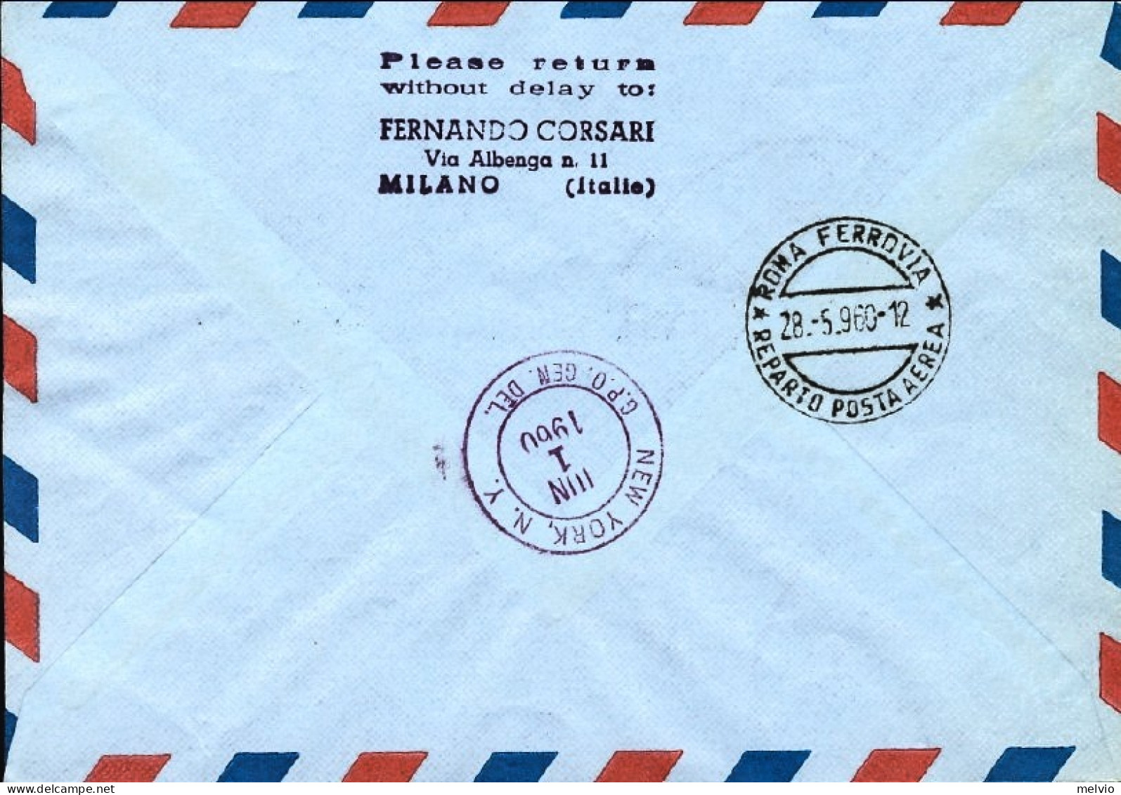 Vaticano-1960 I^volo Diretto A Reazione TWA Roma New York Del 27 Maggio, Catalog - Airmail