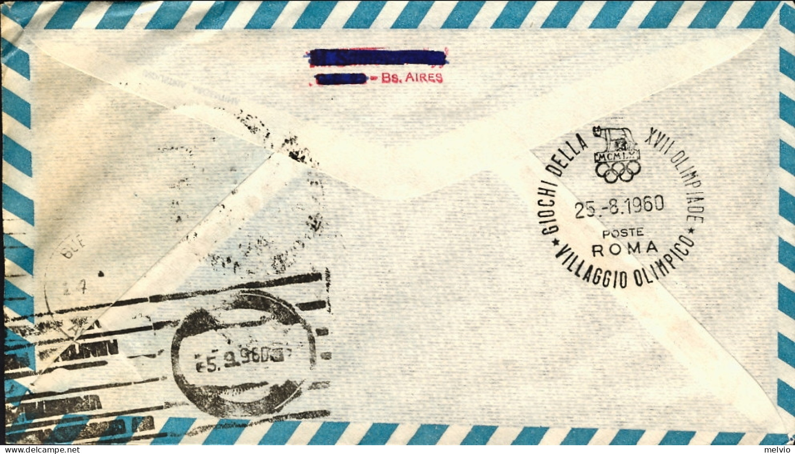 1960-Argentina Alitalia Giochi Olimpici Di Roma Volo Speciale Buenos Aires Roma  - Luftpost