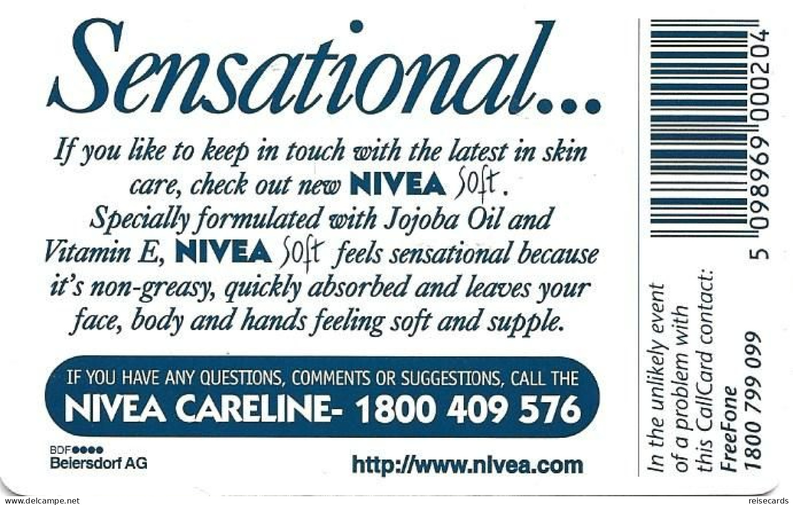 Ireland: Telecom Eireann - 1997 Nivea Soft - Ireland