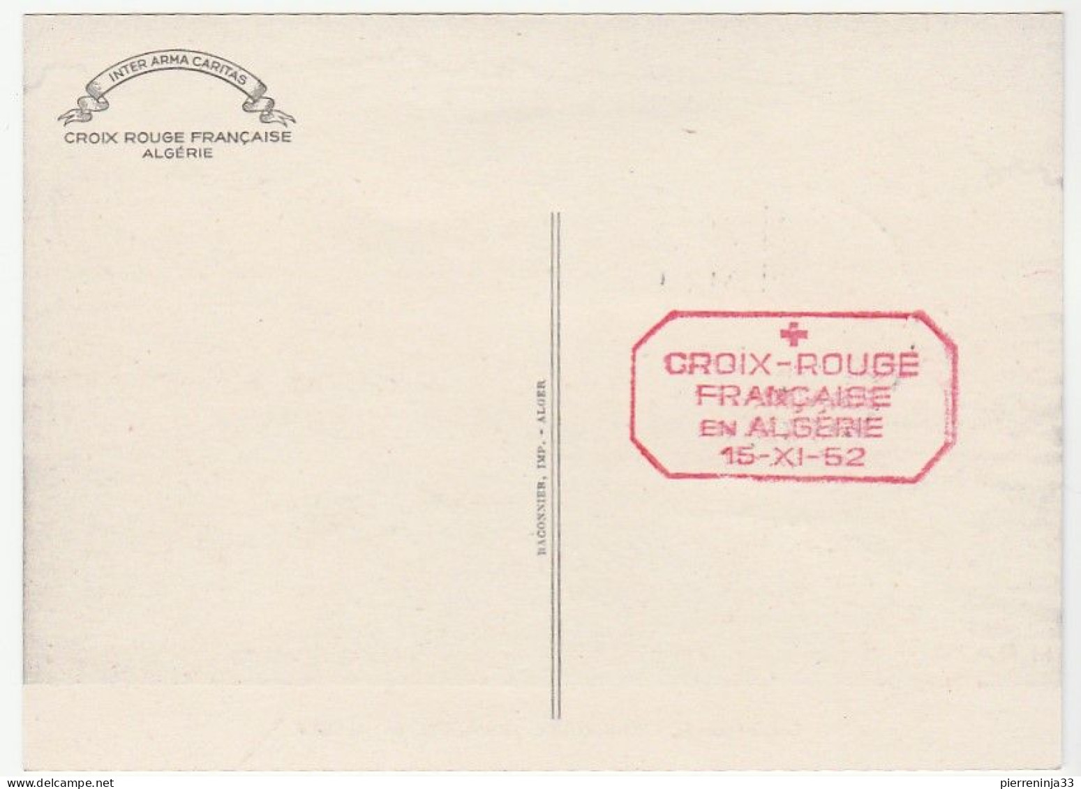 Algérie/ Carte Maximum Croix Rouge, 1952 - Briefe U. Dokumente