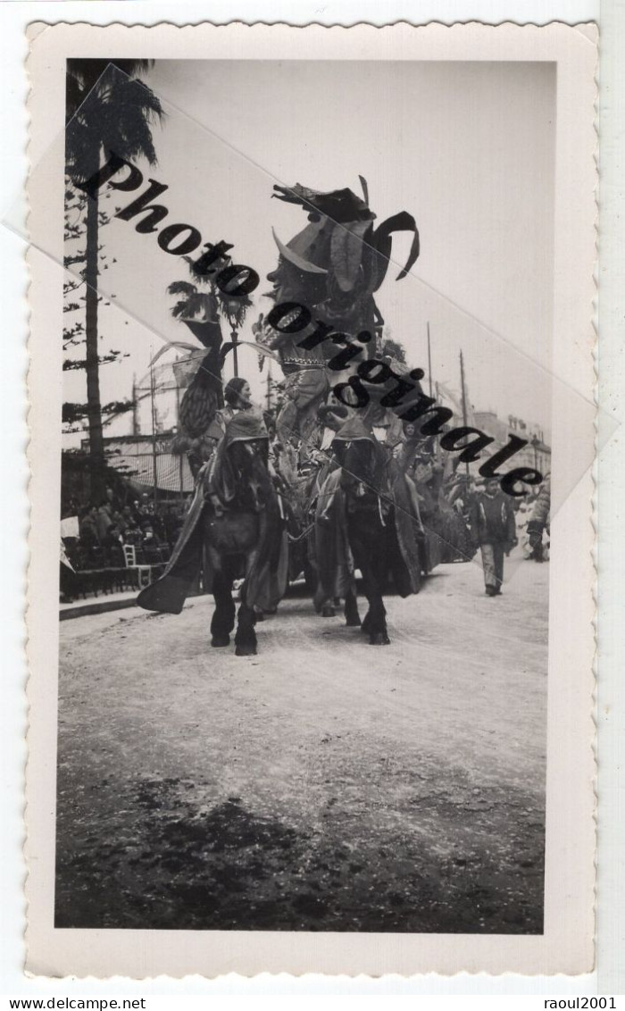 Photo Originale - NICE - 06 - Carnaval De Nice 1936 Ou 1937 - Char Avec Personnages " Géants " - Attelage Chevaux Cheval - Carnevale