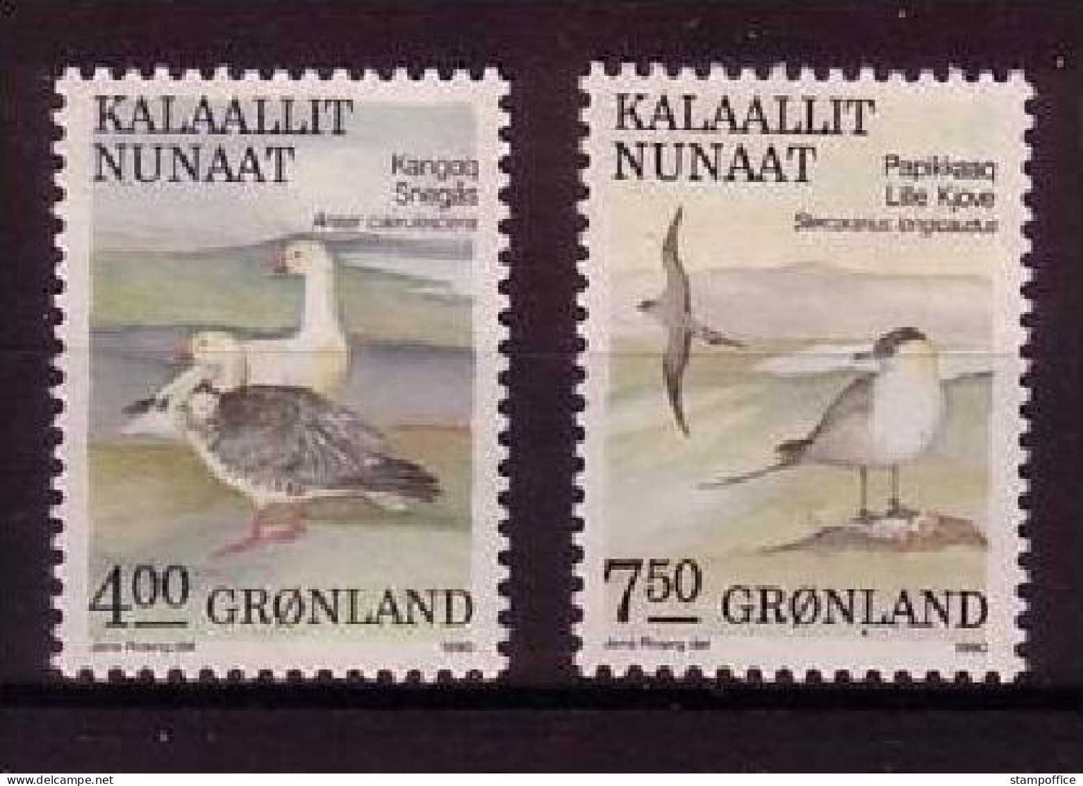 GRÖNLAND MI-NR. 199-200 POSTFRISCH(MINT) VÖGEL 1990 SCHNEEGANS, RAUBMÖWE - Möwen