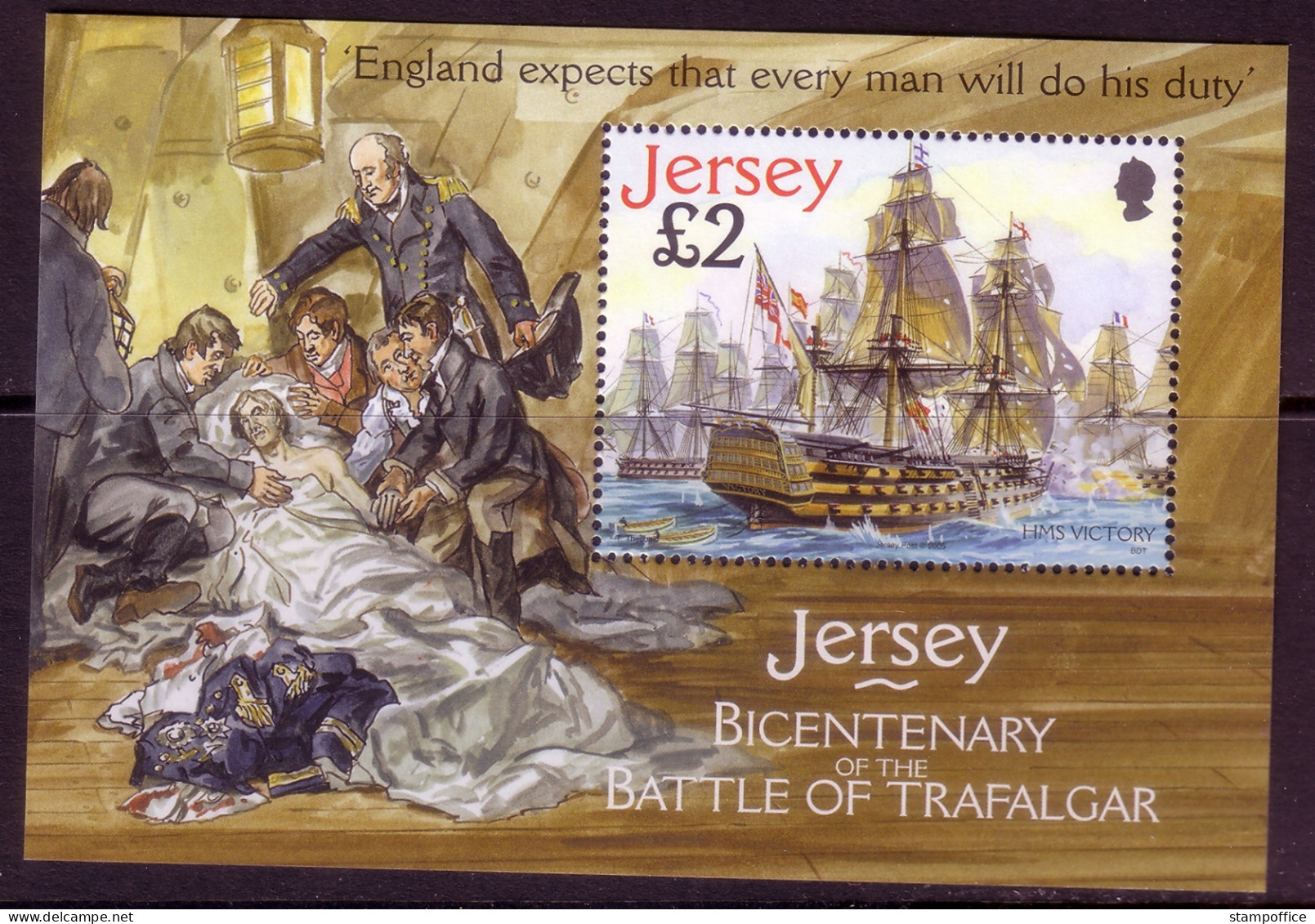 JERSEY BLOCK 52 POSTFRISCH(MINT) 100 JAHRE SCHLACHT VON TRAFALGAR 2005 - Jersey