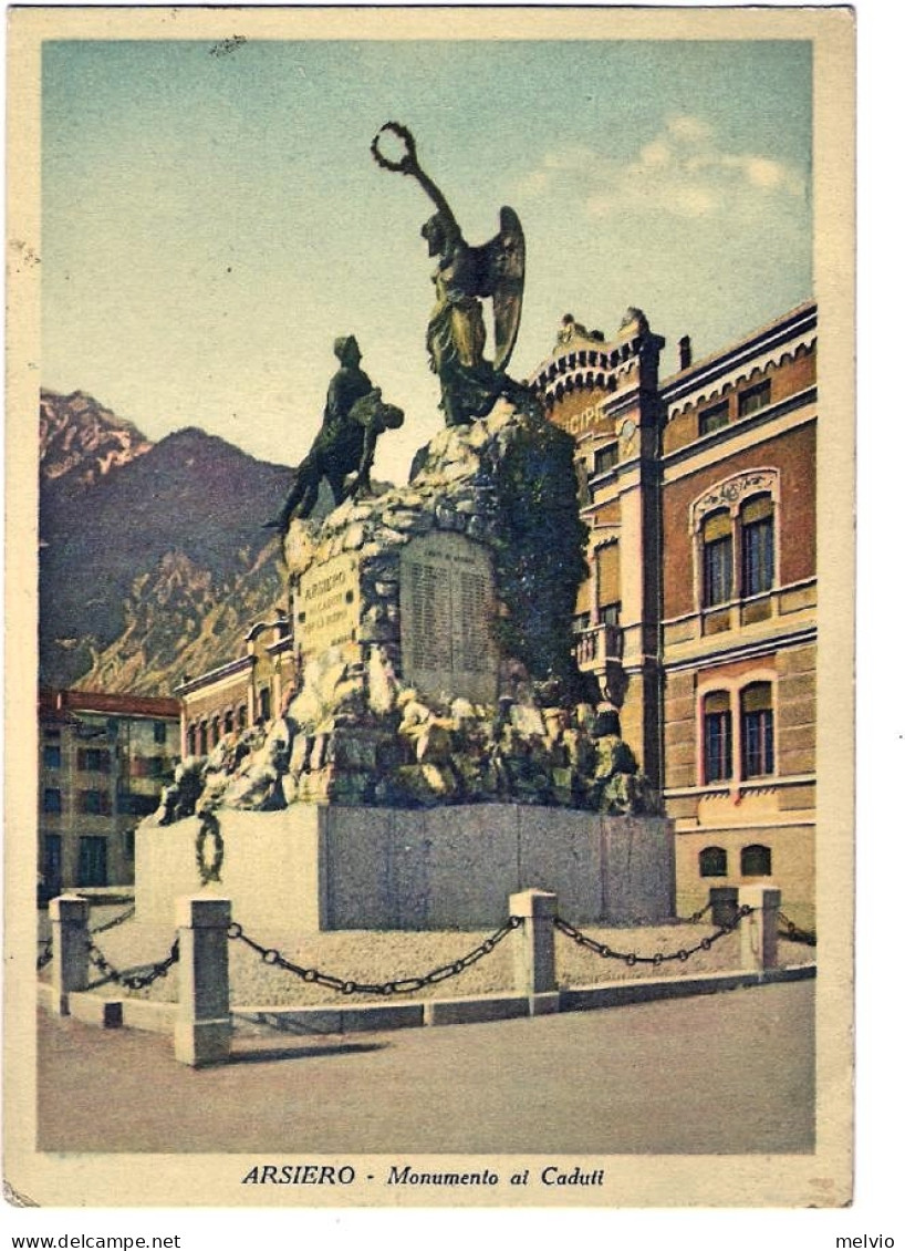 1942-Arsiero Vicenza Monumento Ai Caduti Viaggiata - Vicenza