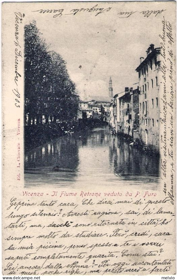 1903-"Vicenza-il Fiume Retrone Veduto Da P.Furo" Diretta A Serravalle E Reindiri - Vicenza