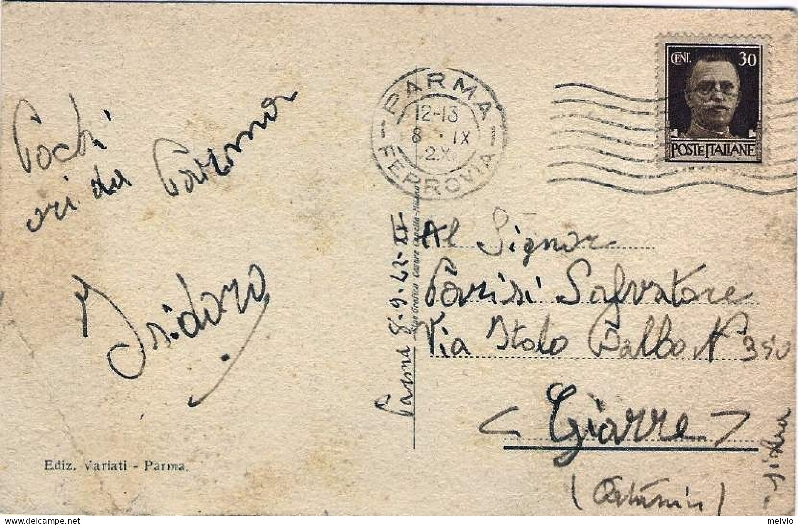 1942-"Parma-tre Piccole Vedute"cartolina Viaggiata. Leggera Piega Angolare - Parma