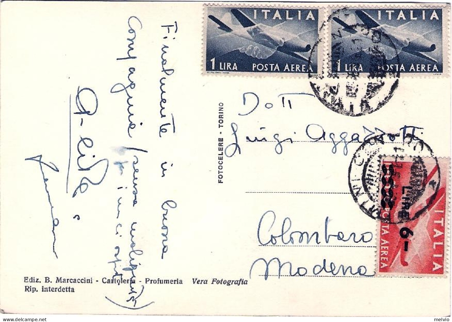 1948-Rimini Porto Canale Affrancata Con Due Posta Aerea L.1+L.6/3,20 Viaggiata - Rimini