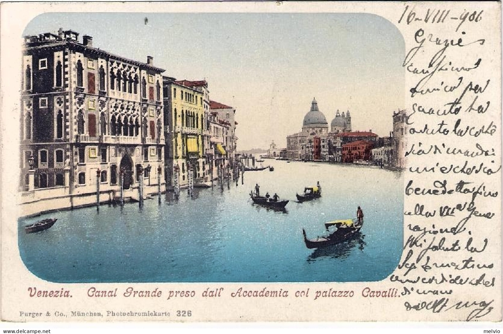 1906-"Venezia,Canal Grande Preso Dall'accademia Col Palazzo Cavalli" - Venezia (Venice)