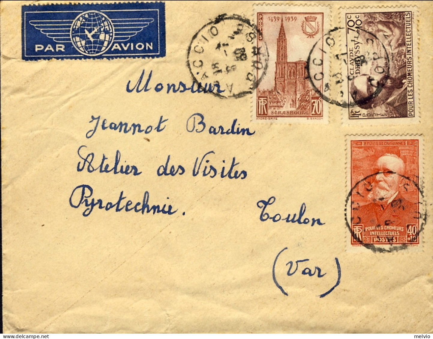 1939-France Francia Diretto A Toulon (Var) Con Bella Affrancatura - Other & Unclassified