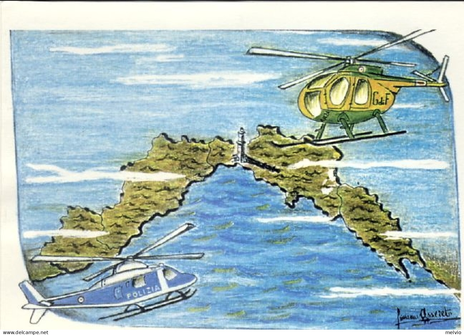 Vaticano-1997  Cartolina Illustrata Trasporto Postale Con Elicotteri Polizie Di  - Poste Aérienne