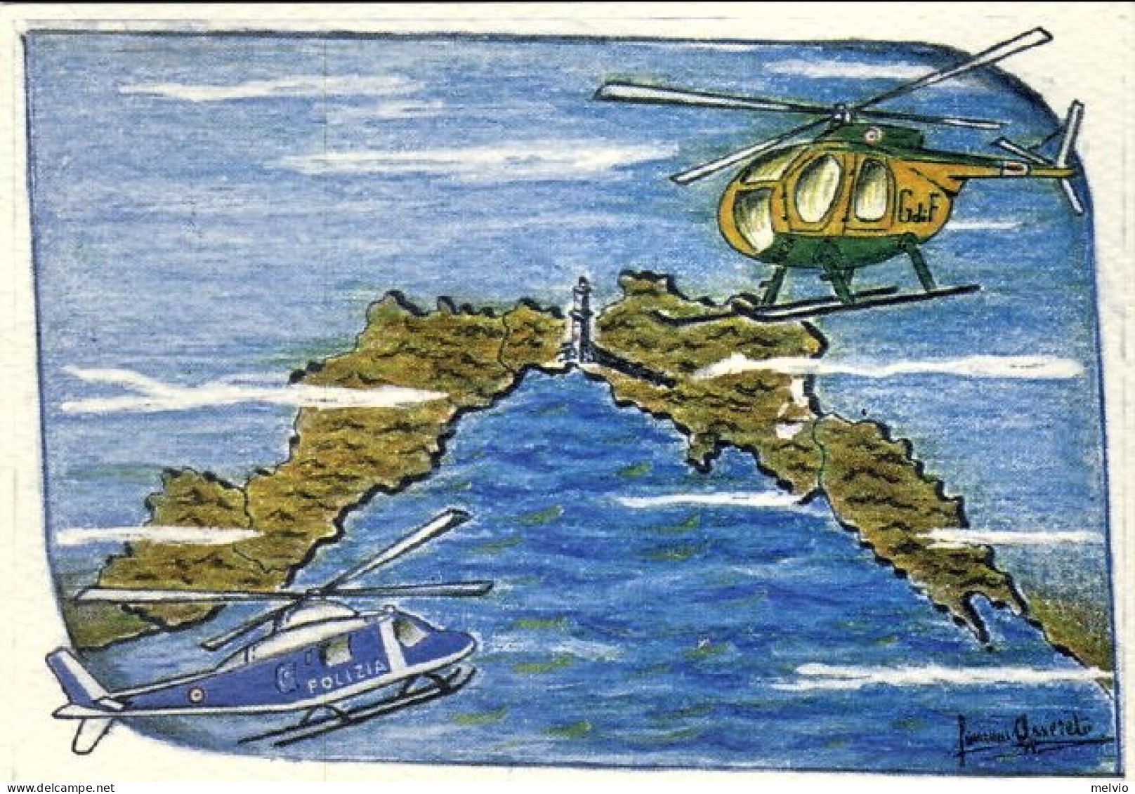 1997-Vaticano Cartolina Illustrata Trasporto Postale Con Elicotteri Polizie Di S - Posta Aerea