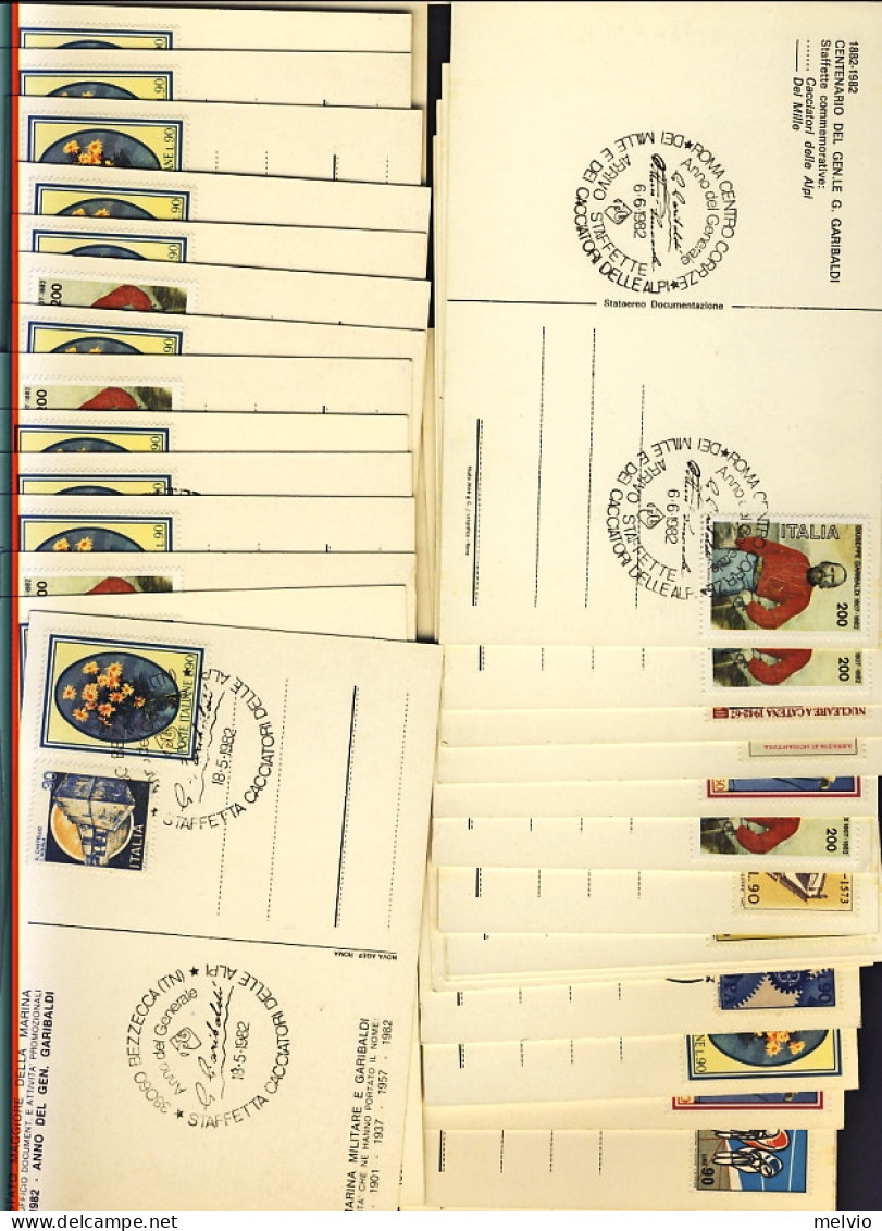 1982-giro Completo Di 30 Cartoline Con Annulli Tutti Diversi Su Garibaldi, Staff - 1981-90: Marcophilie
