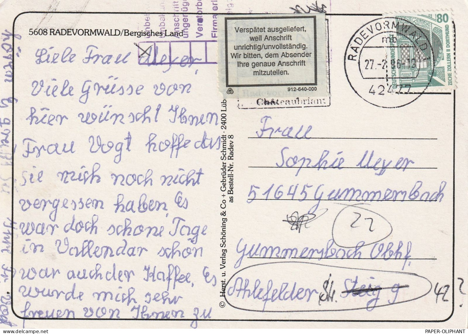 BUND - 1996, Michel 1342 AK Einzelfrankatur Mit Verspätet Label - Cartas & Documentos