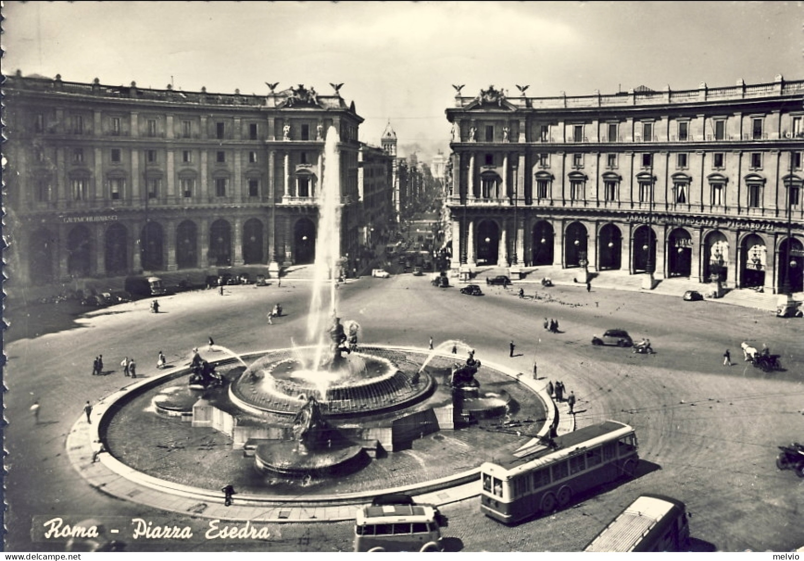 1952-cartolina Roma Piazza Esedra Diretta In Svizzera Affrancata L.35 Italia Al  - Other & Unclassified