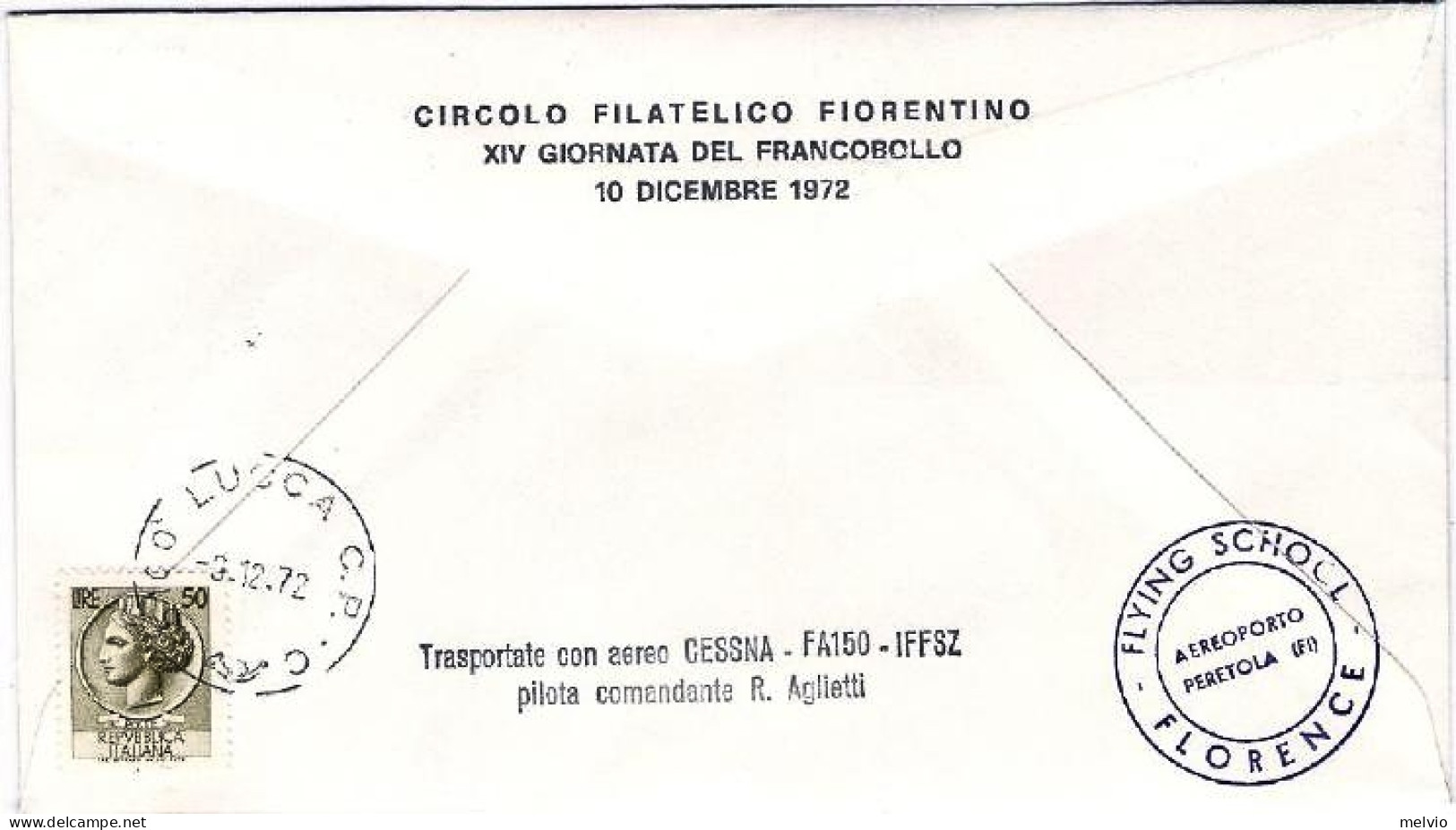 San Marino-1972 XIV Giornata Del Francobollo Volo Speciale Lucca Firenze 9 Dicem - Poste Aérienne