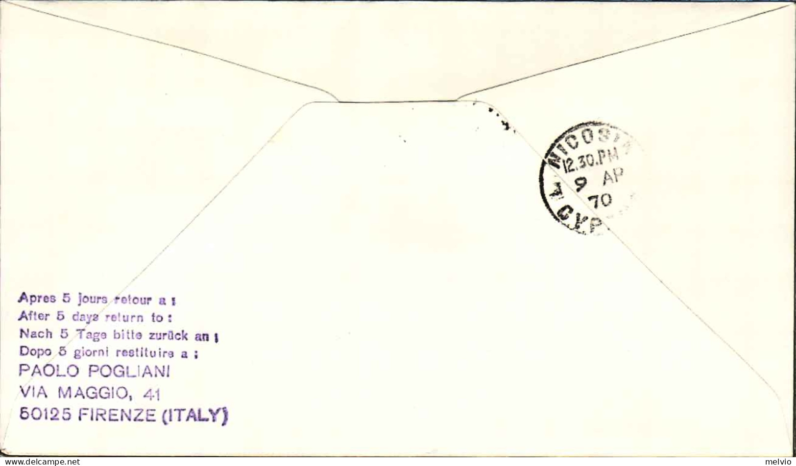 1970-I^volo Alitalia AZ 718 Roma Nicosia (Cipro) - Other & Unclassified