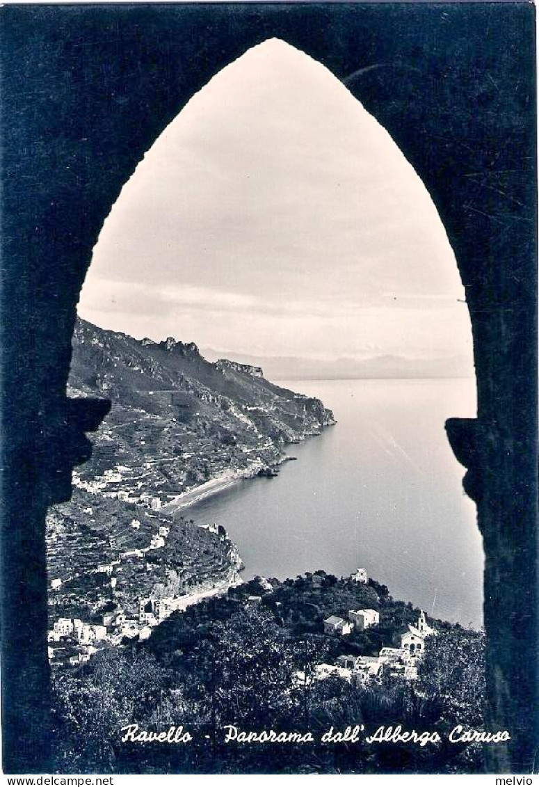 1954-Salerno Turistica L.10 Isolato Su Cartolina Ravello Panorama Dall'albergo C - Salerno